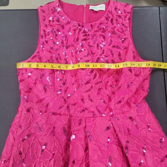 Sachin & Babi Ashley Brocade Midi Dress Pink Glitter Pockets Lined Prom Formal - Picture 13 of 16